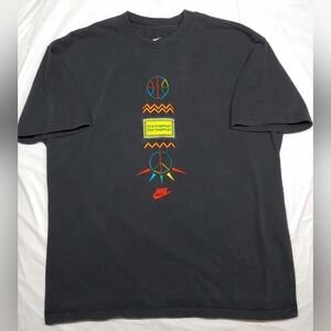 Nike Live Together Play Together Black Multicolor Stitched Graphic Men's Tee Lrg